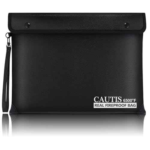 6500¢µ Real Fireproof Document Bag, Wallet with Fire Proof Zipper, 8 Layer Material, Envelope Bag for A4 Size Documents, Id Card