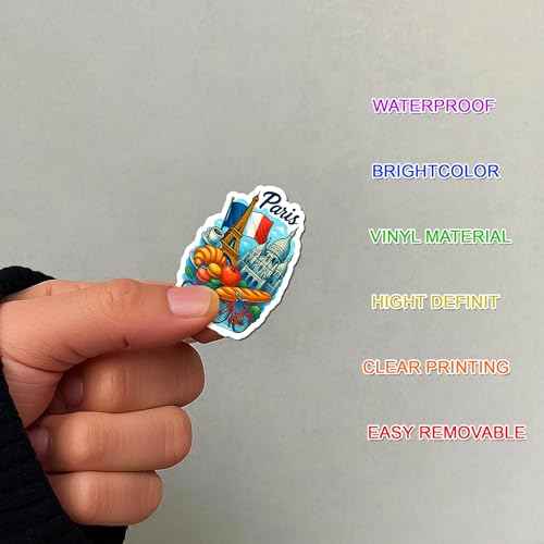 100PCS Paris Stickers Pack Travel Vinyl Waterproof France Sticker for Kids Teens Adults Aesthetic Decal Decorative Funny Car Bumper Decals Water Bottle Helmet Phone Birthday Gift