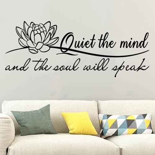 SEATUNE Yoga Pilates Wall Stickers - Inspirational Quotes Motivational Wall Decals - Bathroom Bedroom Living Room Home Vinyl Art Wall Decor - Quiet The Mind and The Soul Will Speak 23"X9"