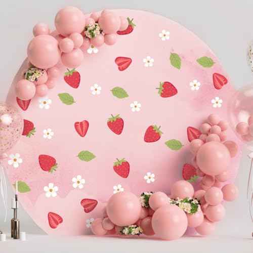 Strawberry and White Flower Stickers for Wall, Fruits Kitchen Decor, Wall Decor for Girl Bedroom (S)