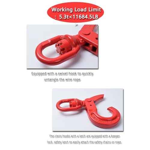 Swivel Self-Locking Hook 11684 lbs Heavy Duty Swivel Lifting Hook Swivel Lifting Hook Hoist Hook Sling Heavy Cargo ¡¼5.3ton¡½