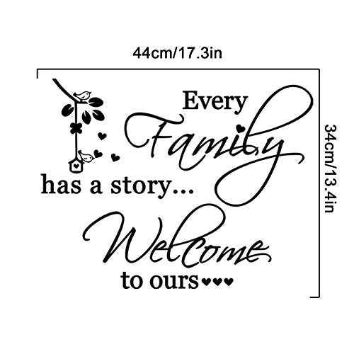 Wall Decals Stickers Inspirational, Every Family has a Story Welcome to Ours, Vinyl Positive Saying Motivational Quotes Decal, Motivational Quote Sayings Wall Stickers DIY Home Decors