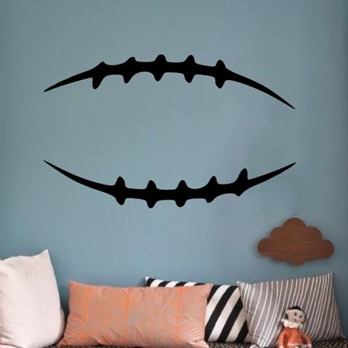 Football Wall Decals Vinyl Soccer Wall Stickers Removable Sport Ball Wall Decals Black Football Laces Stitches Decal Football Wall Stickers for Boys Bedroom Teens Room Kids Playroom Decor