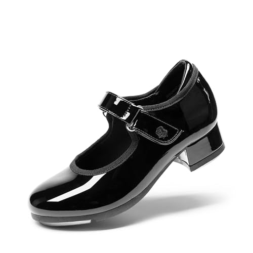 DREAM PAIRS Kids Tap Shoes for Girls Dance Shoes Boys Easy Strap Tap Mary Jane PU Leather for Toddler/Little Kid/Big Kid