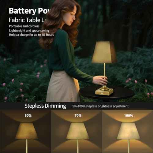 Rechargeable LED Table Lamps with Stepless Touch Control,Golden Cordless Lamp for Living Room&Bedside&Patio&Shower,Small Desk Lamp(6000mAH Battery),2 Pack for Home Decor,Best Gifts for Family