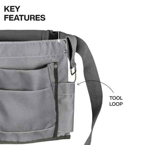 Klein Tools 21022 6-Pocket Tool Apron, Durable Duck Canvas with Riveted Seams, Adjustable 28-Inch to 46-Inch Length Work Belt, Removable Tape Measure Loop