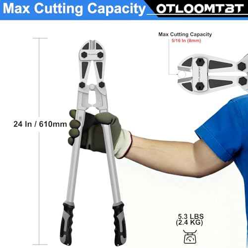 24 In Heavy Duty Bolt Cutter - Industrial Chromium Molybdenum Steel Ergonomic Design, Effortless Cutting for Locks, Chains, Fences & Rebars | Long Lifespan for Construction, Locksmiths & DIY
