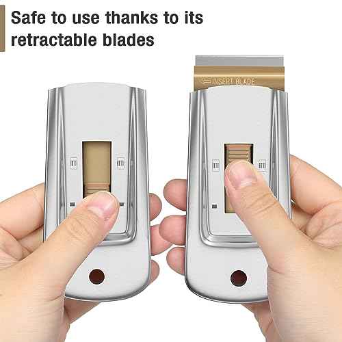 Bates- Metal Razor Blade Scraper Tool, 10 Pack, 100 Extra Blades, Stainless Steel Heavy-Duty Cleaning Razor Scraper Tool
