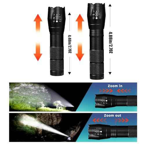 6 Pack LED Rechargeable Flashlight, Super Bright Small Mini Camping Flashlights Zoomable Beam, Convenient USB C Charging for Camping Hiking Outdoor Home Emergency
