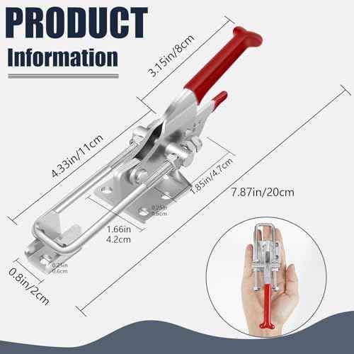 4 Pack Toggle Latch Clamp, Heavy Duty Latches, 2000Lbs Holding Capacity Adjustable Latch Lock, Smoker Clamps Latch for Industrial EquiIpment,Tire Carrier,Boxcar,Smoker Lid