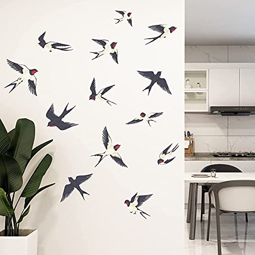 Flock of Birds Wall Decal Removable DIY Flying Sparrow Birds Wall Stickers Peel and Stick Wall Sticker Art Decor for Living Room Bedroom Playroom Office Classroom Window Decorations