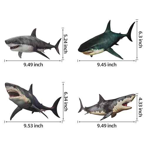 8 Pieces of Shark Wall Stickers for Marine Animals, Easy to Peel and Post, Suitable for Children's Bedrooms, Classrooms, and Parties