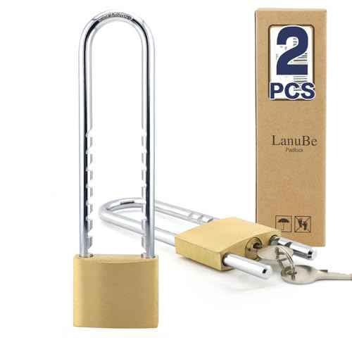Lanube Solid Brass Cabinet Locks with Keys U Lock with Adjustable Length Shackle Outdoor and Indoor Keyed Alike Locks for Chains Trailers and Utility Boxes Removable 2.4 to 6 inches Pack of 2