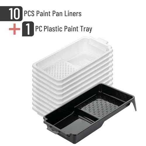 Bates- Paint Tray Liner, 4 Inches, One Plastic Paint Tray with 10 pcs Paint Pan Liners, Paint Pans Trays, Disposable Paint Tray, Paint Roller Tray Liners, Paint Trays for Painting Walls