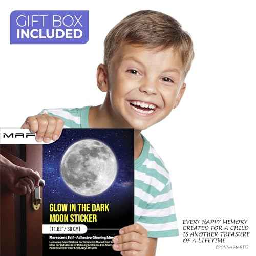 Glow in The Dark Wall or Moon Stickers ? Luminous Decal Stickers for Simulated Moon Effect at Night ? Ideal Kids Decor or Adults ? for Kids Boys Girls