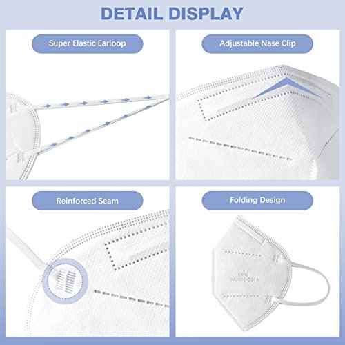 Pruk 50 Pack Masks, 5-ply Face Mask, Protective Cup Dust Mask, Disposable Mask with Nose Clip and Earloop