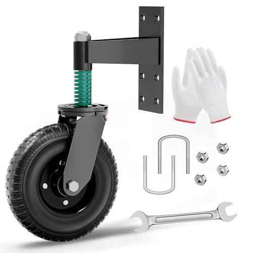 Gate Wheel, 8 Inch Heavy Duty Fence Gate Wheels for Wooden Gate and Metal Tube Gate, Support to 700 lbs, Spring-Loaded 360 Degree Rotation Gate Caster Kit - Black