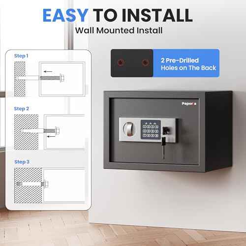 0.66 Feet Cubic Safe Box, Digital Security Lock Box with Shelf & Keypad & Combination, Alloy Steel Digital Home Safe for Home, Office, Hotel or Business, 13.8"W x 9.8"D x 9.8"H