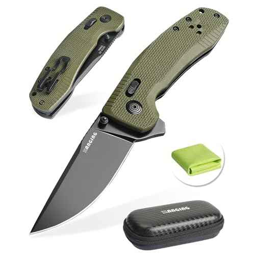 Pocket Folding Knife(EDC)- 3.35" D2 Steel PVD Nitro-V Steel Blade, G10 Handle- Lightweight Folding knives with Clip for Camping, Hiking, Hunting Survival Multi-Tool (Olive Green)