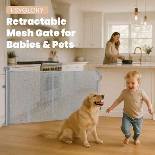 Retractable Baby Gate, 55¡± Wide Mesh Safety Gate for Babies and Pets, 34¡± Tall, Easy One-Handed Use, Indoor & Outdoor Stair, Doorway, Hallway Fence