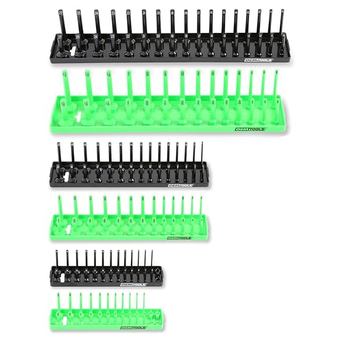 OEMTOOLS 22233 Tool Storage Organizer for SAE and Metric Socket, 6PC Socket Organizers for 1/4", 3/8", and 1/2" Drive Sockets, Optimize Toolbox Organization