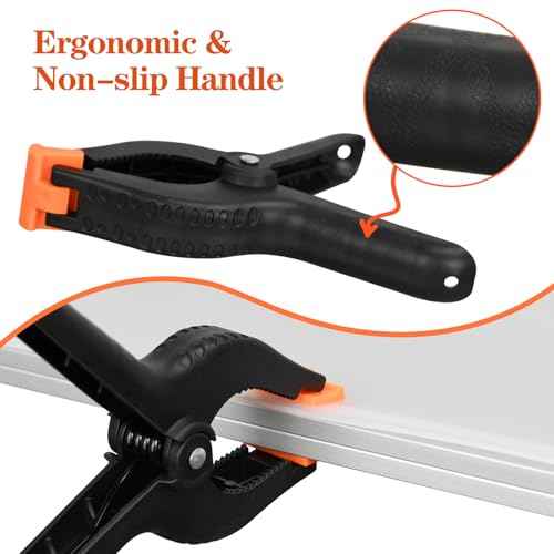 6 Inch Spring Clamps, 6 Pack Professional Plastic Spring Clamps, Heavy Duty Plastic Clamps for Crafts and Woodworking, Backdrop Clips Clamps for Backdrop Stand, Photography, Home Dec