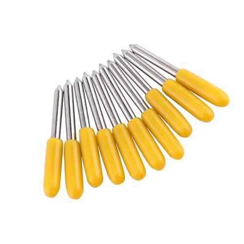 Garosa 10pcs Plotter Knife Roland Cutting Knife Tungsten Steel Lettering Blade Plotter Blade with Cutter Blade for Cutting Plotter Yellow Cap with Band Saw Blades (30¡Æ)