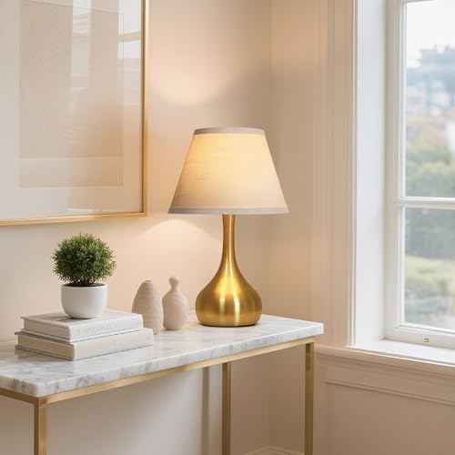 Touch Table Lamp for Bedroom Set of 2, 3-Way Dimmable Bedside Lamp for Nightstand, 17¡± Modern Metal Desk Lamp with Linen Shade for Living Room, Kids Reading, Dorm, Home Office Decor, Bulb Included