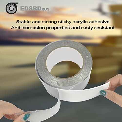 EDSRDRUS 1/2in x 98ft & 1in x 98ft (3.5mil) Aluminum Tape Heavy Duty Reflective Duct Tape Resists Flame Foil Tape for HVAC Hot & Cold, Duct Sealing, Metal Repair (Total 196ft)