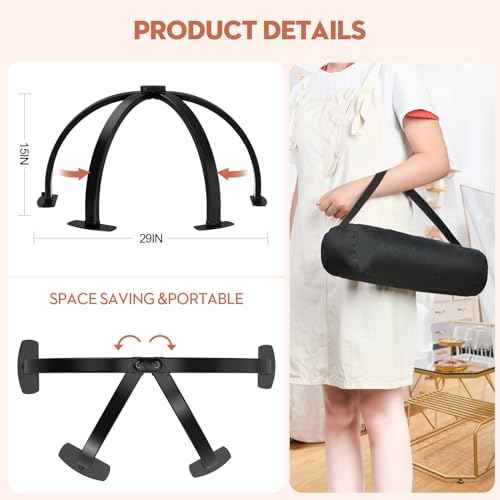 Premium Large Half Moon LED Light for Nail Tech, Foldable Arch Light for Nail Desk Lamp with Phone Stand Perfect for Manicure Handicraft Lighting (Crystal White, Large)