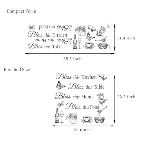 Kitchen Wall Stickers Dining Room Decals Decor Bless This Kitchen Wall Decal Thankful Grateful Blessed Quote Utensil Art Decorations for Home Coffee Shop Wall Decor