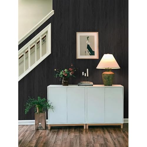 Safiyya Peel and Stick Wallpaper Black Contact Paper for Walls Bathroom Modern Wall Paper Self Adhesive Textured Removable Wallpaper for Bedroom Wood Look Vinyl Rolls 78.7"¡¿15.7"