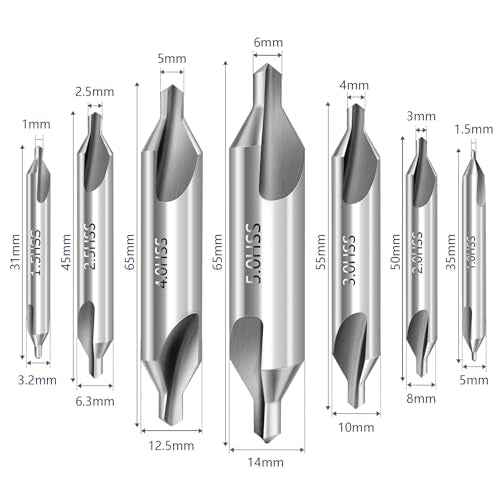 Center Drill Bit Set - M2 High Speed Steel Center Drill, 7pcs 60-Degree Angle Centering Drill Bits Countersink Tools for Lathe Metalworking in Size 1.0 1.5 2.0 2.5 3.0 4.0 5.0