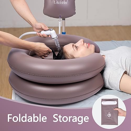 Bedside Shower Water Bag - 2.5 GL Portable Water Shower Bag For Hair Washing In Bed. Use with Inflatable Shampoo Basin, Inflatable Hair Washing Basin, Inflatable Bathtub For Elderly(Brown)