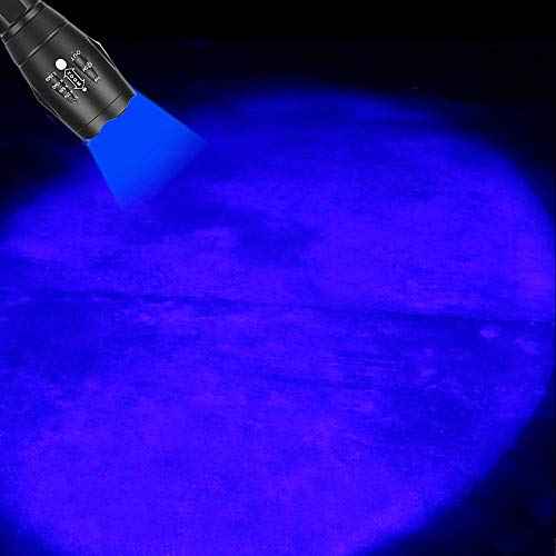 Blue Light Flashlight Single Mode Zoomable Waterproof Led Blue Light for Night Deer Hunting Fishing, 2 Pack