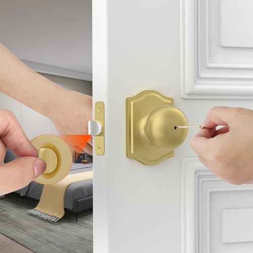 goldenwarm 6 Pack Brushed Gold Privacy Door Knobs Interior for Bedroom & Bathroom, Classic Gold Interior Door Knobs