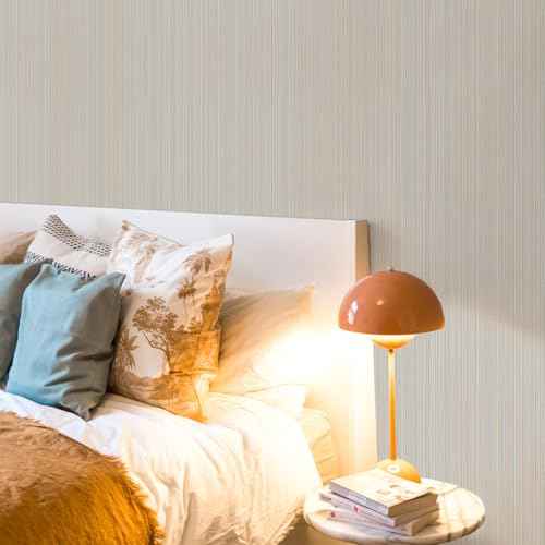 Naphite Grasscloth Peel and Stick Wallpaper Modern Textured Self-Adhesive Wallpaper 118inL 15.7inW Neutral Fabric Contact Paper for Cabinets Drawers Furniture Faux Linen Removable Bedroom Wall Decor