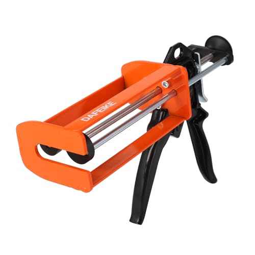 Epoxy Gun Dual Component Caulking Gun Manual Double Cartridge Caulk Gun Panel Bond Adhesive Applicator for 200 ml/6.75 fl oz Mix Ratio 1:1 and 2:1 e.g. 08115 08116, Orange