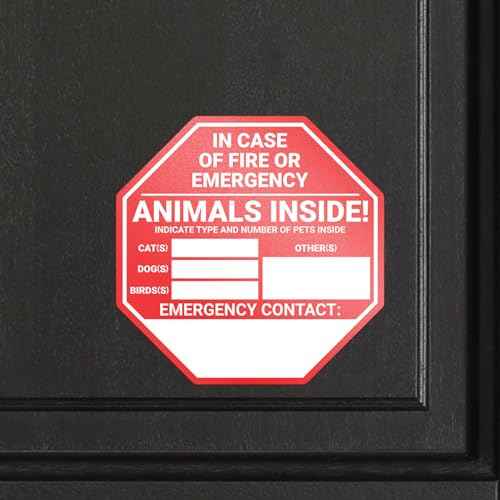 Pet Rescue Sticker Fire Safety - 4 Pack of Window Door Stickers - Save Our Pets Emergency Pet Window Decal - Dog Cat Pet - 3 Animal Rescue Designs to Choose from - 5 Inch Decals (Emergency Stop Sign)