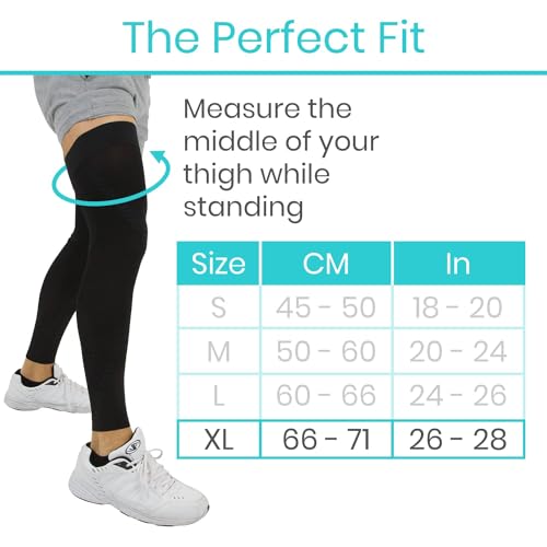Vive Full Leg Compression Sleeves for Men & Women (Pair) - Knee, Calf, & Thigh Support Brace Wrap for Basketball, Football, Wrestling - Footless Long Running Accessories for Shin Splints (Medium)