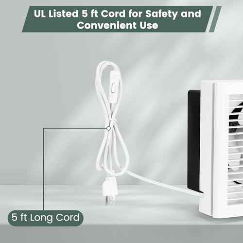 8" Shutter Exhaust Fan, 310CFM Window or Wall Mount Ventilation Fan for Greenhouse, Attic, Garage, Bathroom, Kitchen