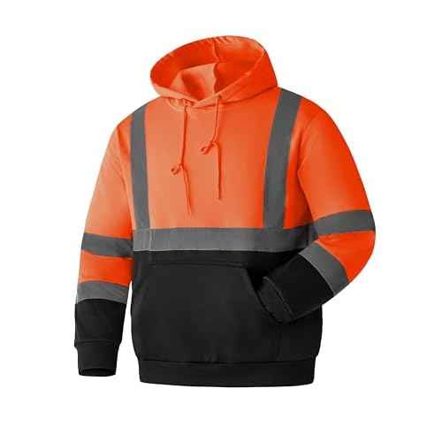 Ubon Hi Vis Hoodies for Men, High Visibility Hoodie Reflective Safety Sweatshirts Construction Workwear Black Bottom