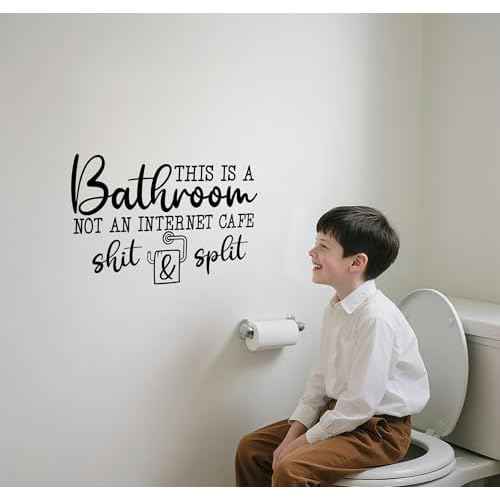 Funny Bathroom Wall Decal, Humorous Quotes This is A Bathroom Not an Internet Cafe Bath Decor Vinyl Removable Waterproof Wall Stickers for Home Decoration Lavatory Washroom