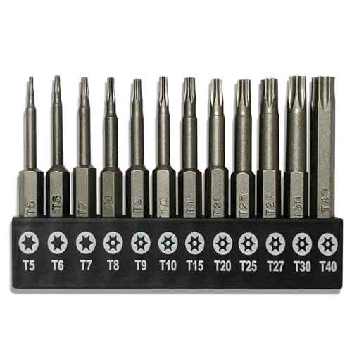 aiyun 12-Piece Security Bits, 2 Inch long S2 Steel Magnetic Security Screwdriver Set, 6 Point Star Driver Bit Set Screwdriver for Shark Vacuum T5-T40 (50mm)