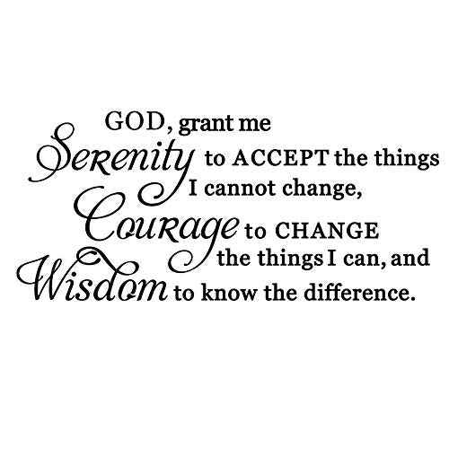 God Grant me The Courage to Change Things The Wisdom to Know The Difference Serenity Prayer Pure Vinyl Wall Decal Quote Art Lettering Sticker Saying Decor