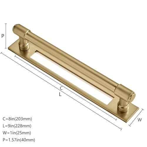 khtumeware 5 Pack 8 Inch(203 mm) Center to Center Brushed Gold Cabinet Pull Backplate with Base Plate Zinc Brushed Brass Kitchen Cabinet Handles Drawer Pulls Cabinet Hardware
