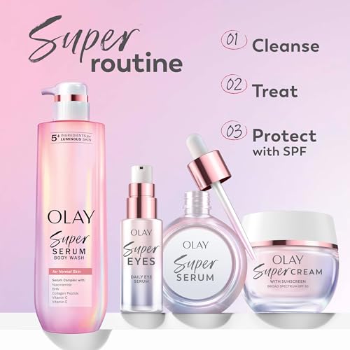 Olay Super Cream with Sunscreen SPF 30, Fragrance Free Lightweight Face Moisturizer with Sun Protection, 5-in-1 Skin Care - Hydrating, Brightening - Niacinamide, Vitamin C, Collagen, 1.7 oz
