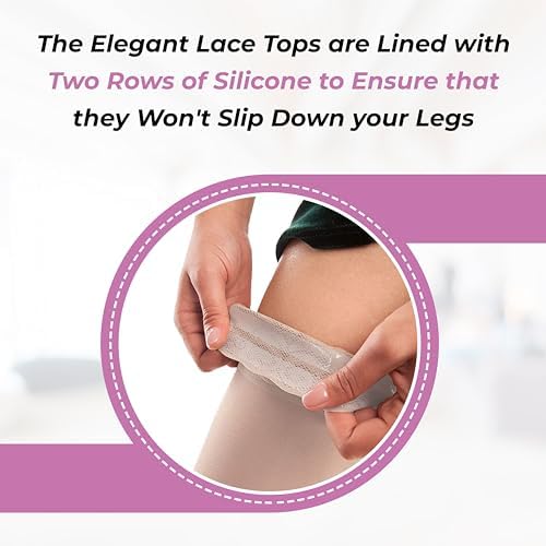ITA-MED Sheer Thigh High Compression Stockings for Women, 20-30 mmHg Medical Compression Socks, Closed Toe
