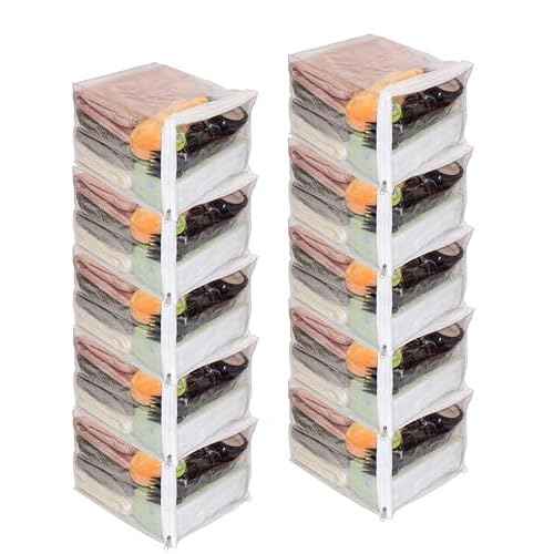 10-Pack Clear Vinyl Zippered Storage Bags 9 x 11 x 7 Inch