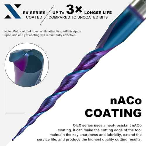 Spiral Tapered Ball Nose Spiral Router Bit for CNC, 3.6 Deg 1/32" Tip Dia, 3 Flute and 1-1/2 inch Cutting Length 1/4 inch Shank with NACO Coated Carbide End Mill for Wood 2D/3D Carving